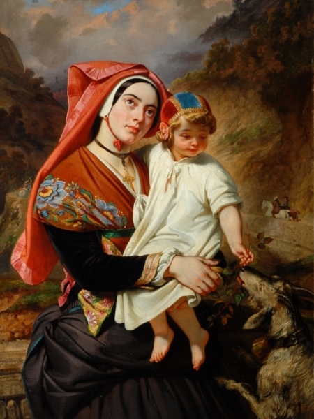 Devéria, Eugène (1805-1865), femme d'Ossau et son enfant.