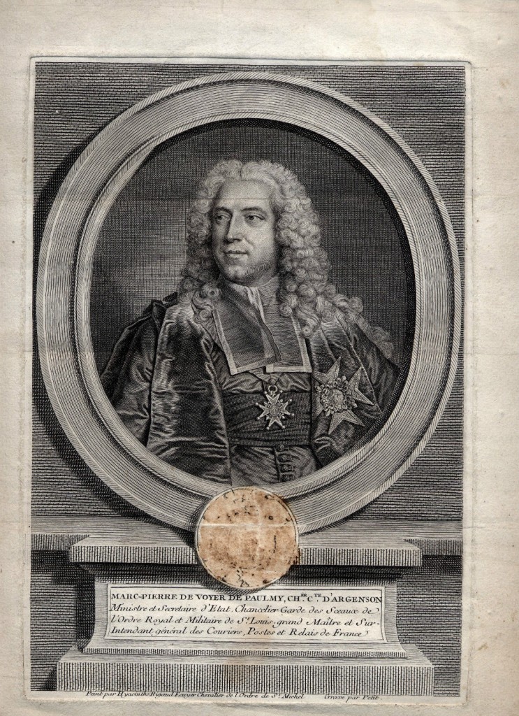 Hyacinthe RIGAUD, VOYER DE PAULMY, d'Argenson, burin vers 1763. Hyacinthe RIGAUD, VOYER DE PAULMY, d'Argenson, burin vers 1763.