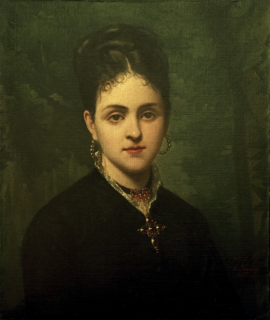 Portrait à l'huile de Clara Salamo, signé A. Legras, Paris 1880.