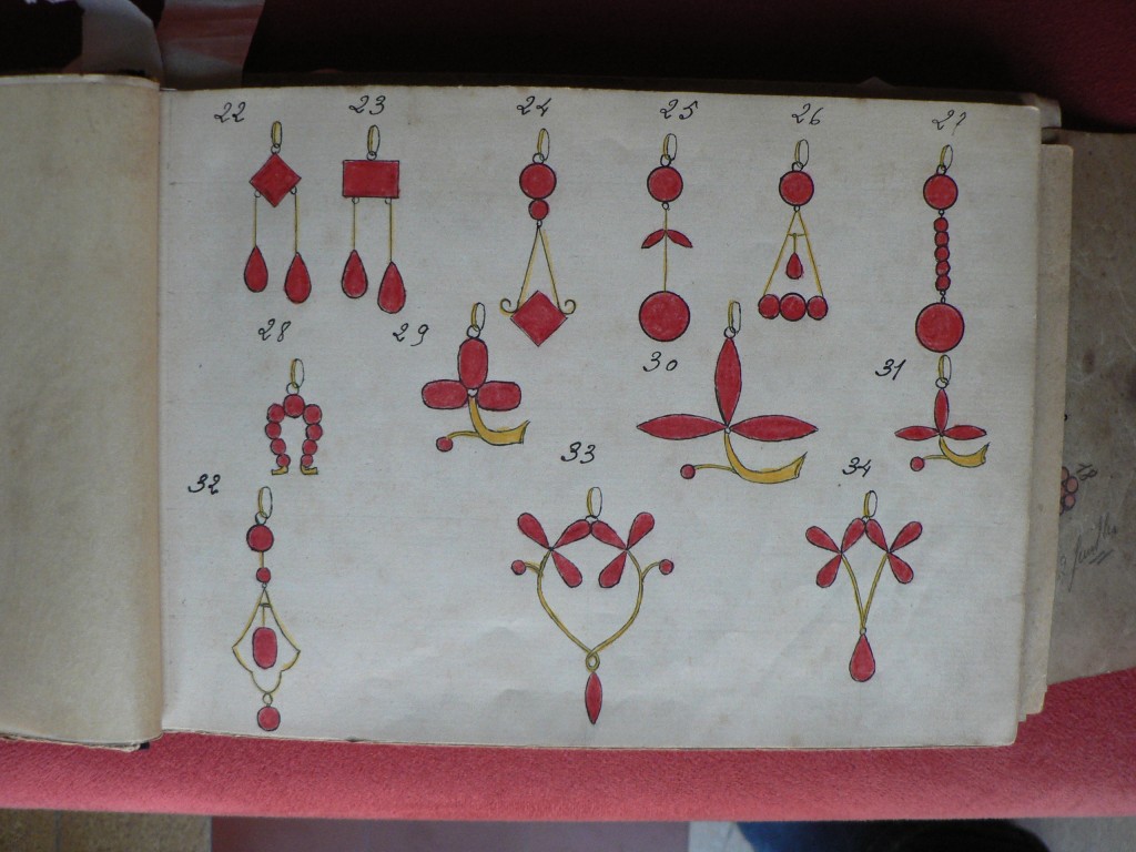 Croquis de bijoux en grenat de Perpignan, A.Colomer, 1910-1920.