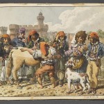 Costumes paysans devant le Castillet en 1818, MNATP, Paris.