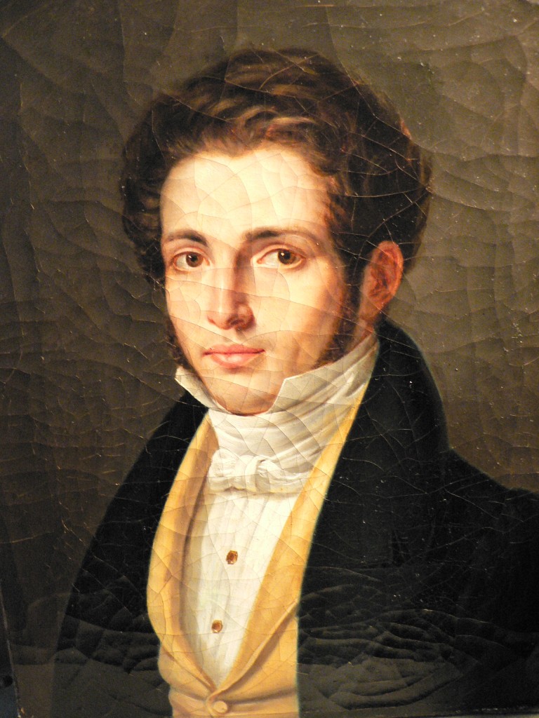 Huile sur toile, portrait de jeune homme vers 1815.