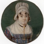 Portrait de jeune femme en coiffe et portant un pendantif en forme de Saint-Esprit.
