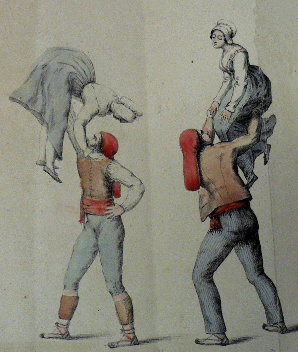 Danses catalanes: le saut, lithographie d'Engelmann, 1823.