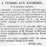 Avis de vente aux enchères des effets et meubles.