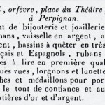 annonce de l'orfèvre Lacoste, Perpignan, 1844.