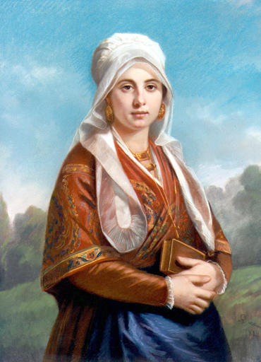 Portrait de mlle Barbaroux en costume toulousain, Musée du Vieux Toulouse. Gabriel Durand, 1801-1882.