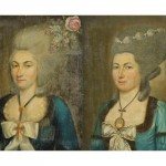 Deux portraits de femmes d'époque Louis XVI