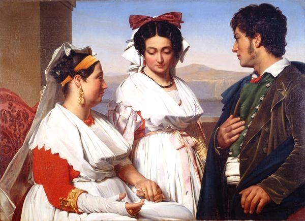 Guillaume Bodinier (1795-187), la demande en mariage ou costumes d'Albano près de Rome, 1825, Musée d'Angers.