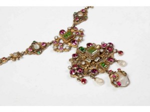 Pendentif Collier Austro-hongrois En Argent Massif Et Pierres De Couleur - 19e Siècle - Excellent état
