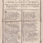 Vers dédiés à l'épouse d'Augustin de Mailly, archives privées.