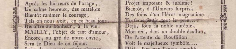 Vers dédiés à l'épouse d'Augustin de Mailly, archives privées.