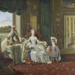 La Reine Charlotte avec ses deux fils aînés, Zoffany,vers 1764-1765, Collection royale d'Elizabeth II.