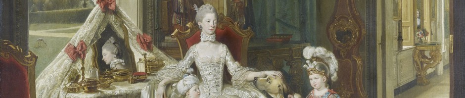 La Reine Charlotte avec ses deux fils aînés, Zoffany,vers 1764-1765, Collection royale d'Elizabeth II.