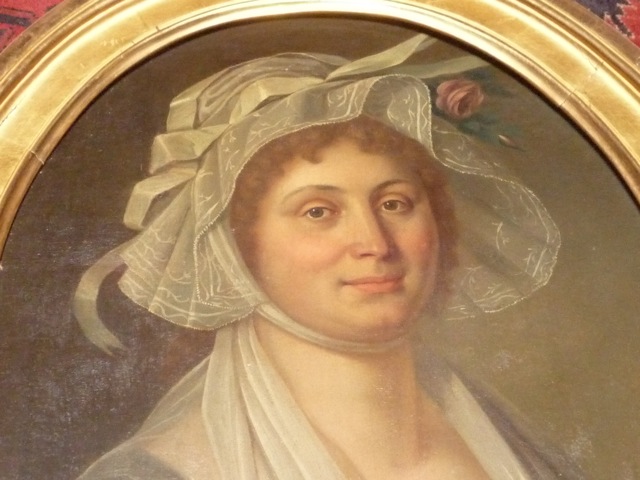 Détail du portrait de Françoise Estève, née Tronc, Pierre Maurin, collection particulière.