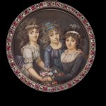 François Dumont, trois jeunes femmes organisant un bouquet de fleurs, coll Tansey.