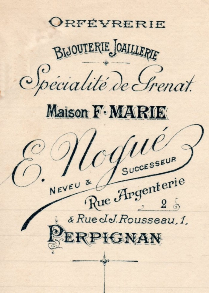 Bijouterie Nogué, successeur de Marie, Perpignan vers 1910.