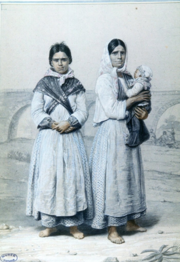 Femmes gitanas campées sous les ponts, par A.Guiraud, collection Ville de Perpignan.