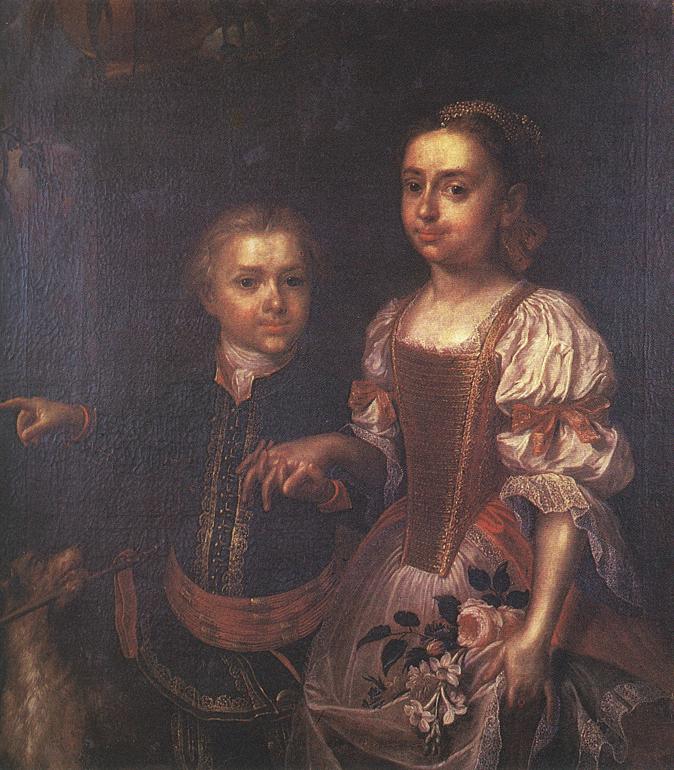 Ádám Mányoki, portrait d'enfants, 1724.