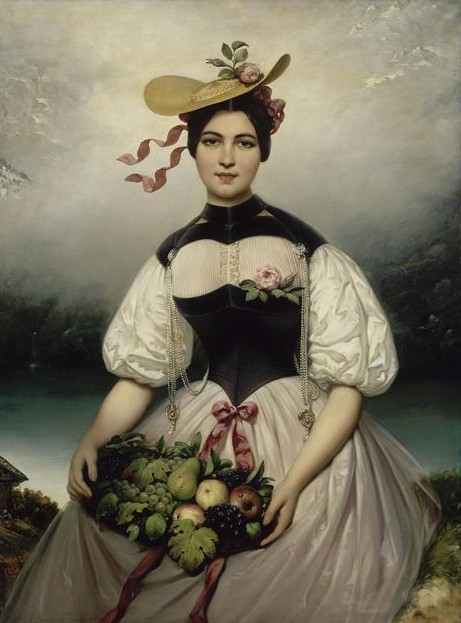 Joseph Désiré Court (1797-1865), portrait de jeune femme suisse, vers 1845.