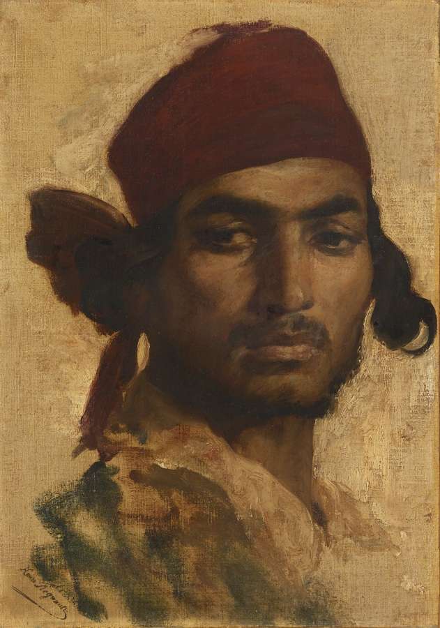 REGNAULT Henri (Paris 1843 - Buzenval 1871) Portrait d'un gitan, 1868.