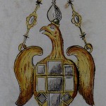 attrib. à Cosme de Barcelona, pendentif en forme d'aigle, XVIIe s. Guadalupe, Archives du Monastère Sainte Marie.