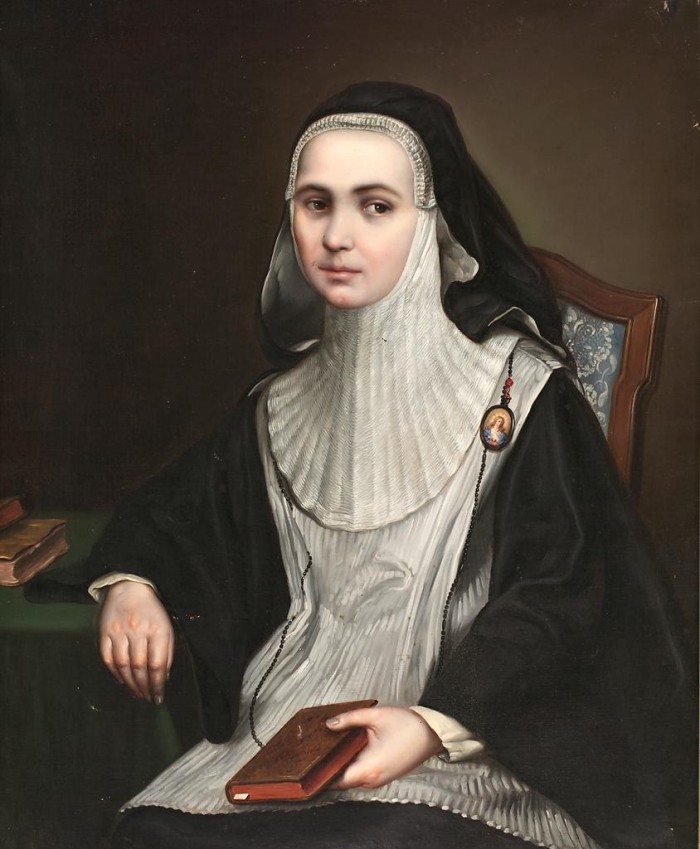 Portrait d'une moniale, école majorquine, 1ière moitié du XIXe s.