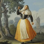 saverio xavier Della Gatta, femme aux castagnettes de Minorque, gouache 1797 etude rouillac