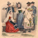 Europe en costumes traditionnels : Italiens, Suisse, Hongrois.