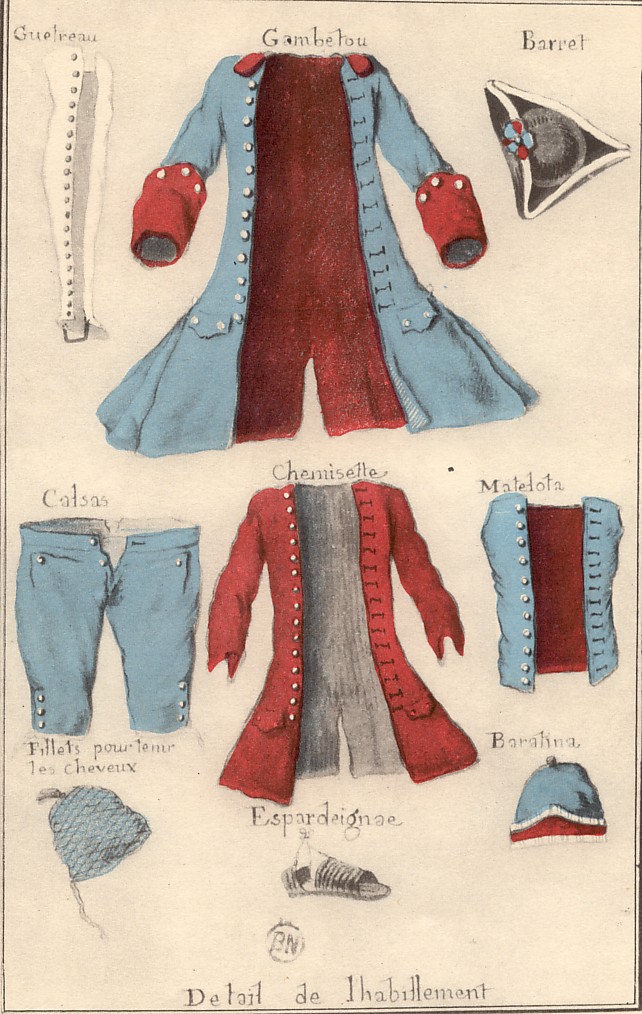 habillement du miquelet, Sérigny, 1752