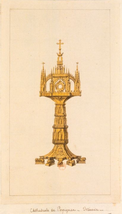 Cathédrale de Perpignan. Ostensoir : dessin de Beugnet, Jean