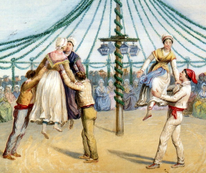 Détail d'une aquarelle de Guiraud, les danses catalanes, Musée des BA de Perpignan.