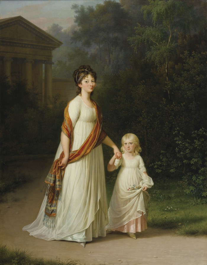 MARIE-SOPHIE-FREDERIKKE, PRINCESSE DE DANEMARK ET DE NORVÈGE AVEC SA FILLE,