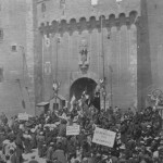 Castillet, la porte Notre Dame en 1905 lors de la manifestation viticole.