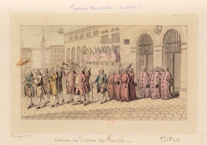 Sortie des consuls de Perpignan en place de la Loge. 1787.