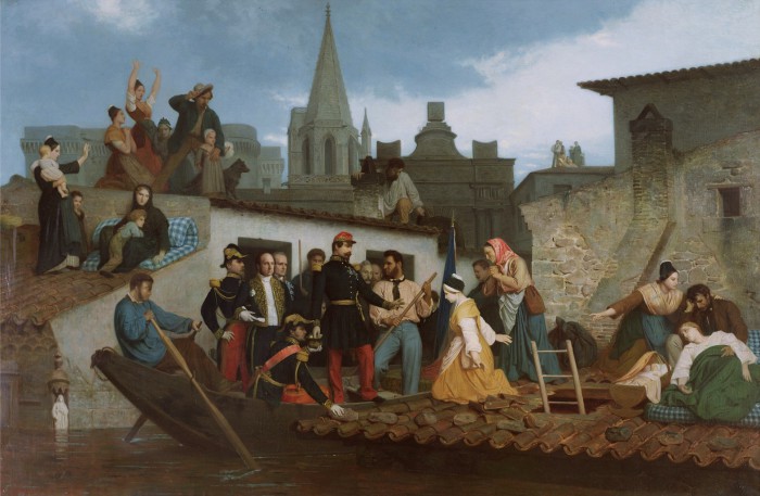 XIR195581 Napoleon III (1808-73) Visiting Flood Victims of Tarascon in June 1856, 1856 (oil on canvas) by Bouguereau, William-Adolphe (1825-1905); Hotel de Ville, Tarascon, France; Giraudon; French,  out of copyright