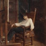 Anonyme français, peintre endormi au chevalet.