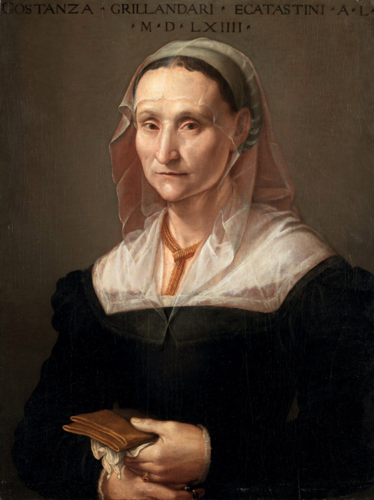 PORTRAIT DE CONSTANZA, SOEUR DU PEINTRE RIDOLFO DEL GHIRLANDAIO Huile sur panneau Daté 1564